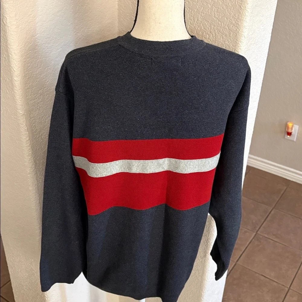 Vintage 90’s Structure blue & red striped V-neck sweater Size M
